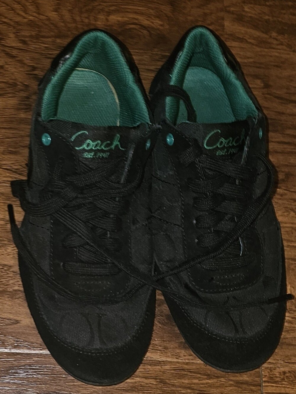 Coach Black Sneakers with Teal Lining